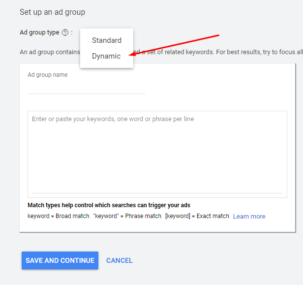 Сreating Dynamic Search Ads within your Dynamic Ads group