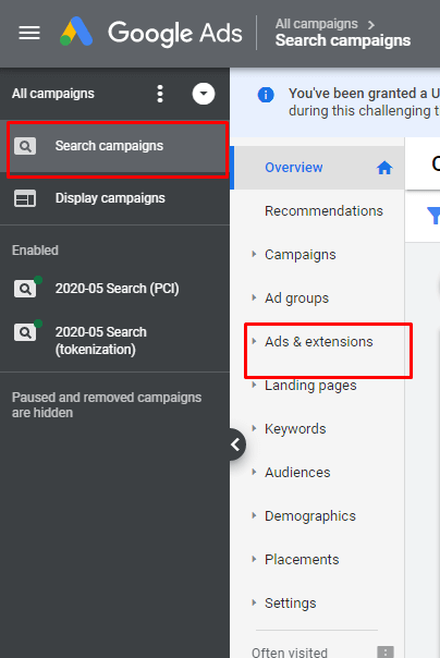Setting up responsive search ads
