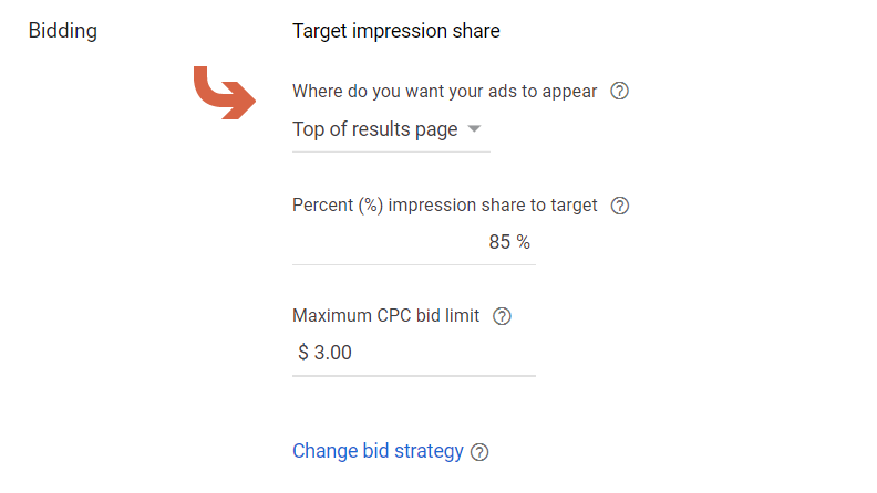 target impression share vs maximize clicks