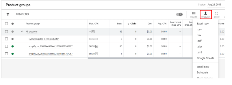 Transferring the data to a Google Sheet